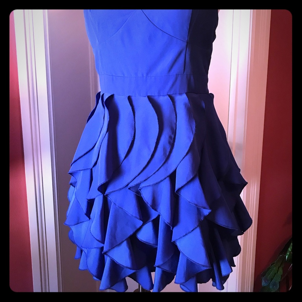Blue scalloped strap dress size large